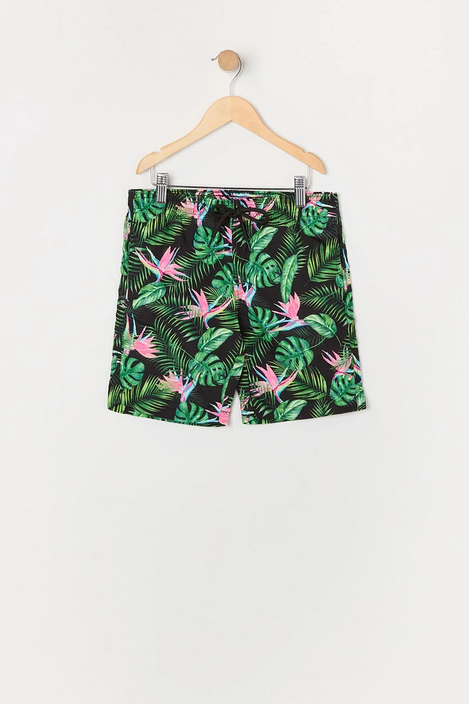 Boys Leaf Print Board Short