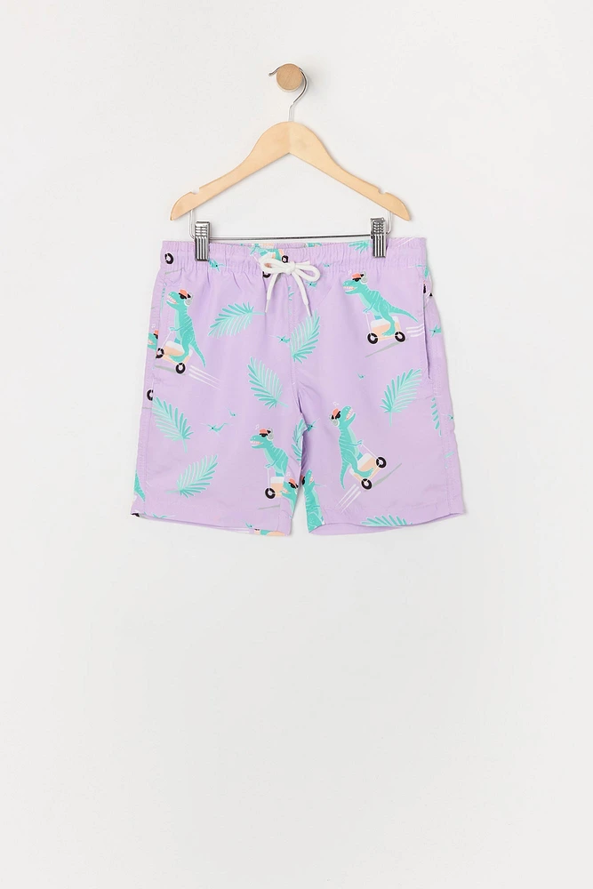 Boys Dinosaur Print Board Short