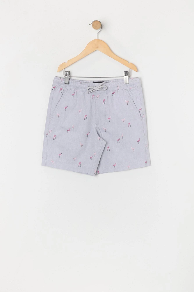 Boys Flamingo Ditsy Print Drawstring Short