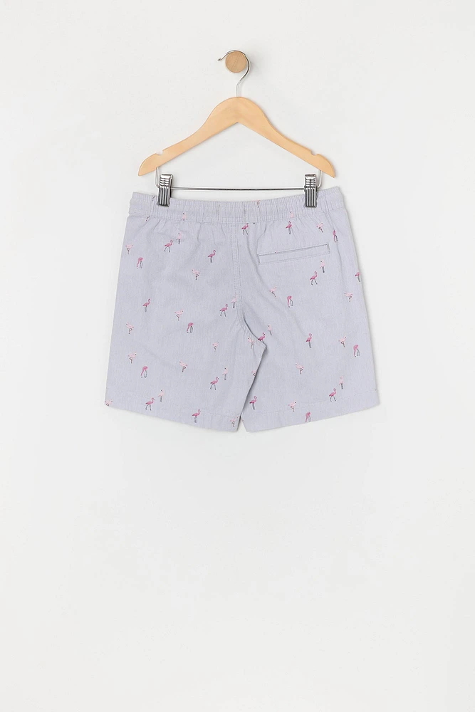 Boys Flamingo Ditsy Print Drawstring Short