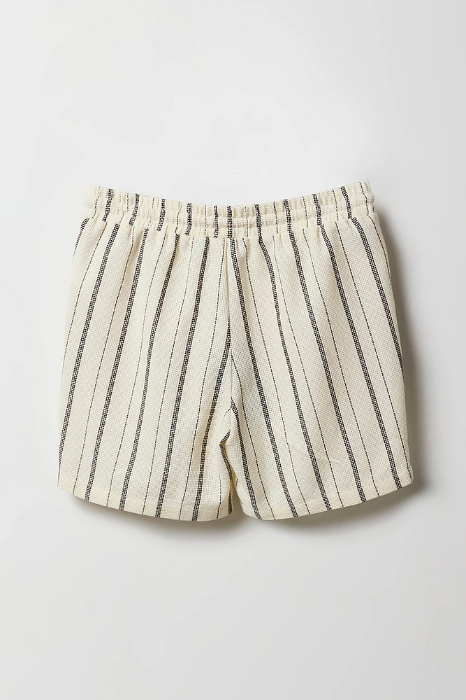 Boys Textured Striped Drawstring Short