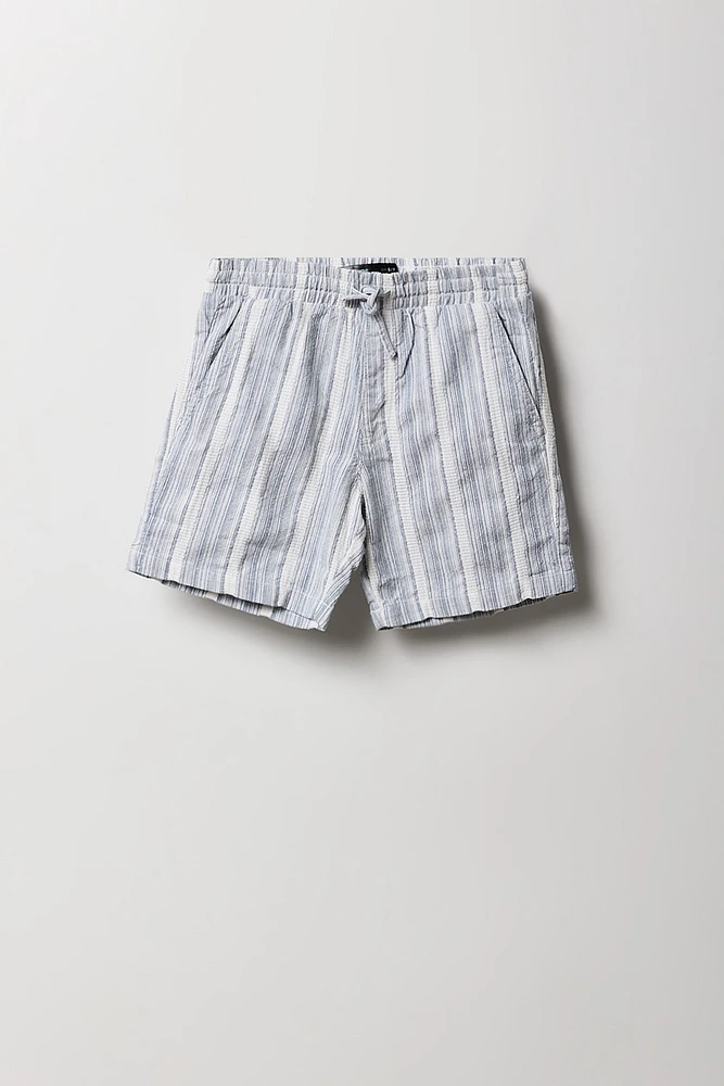 Boys Woven Textured Striped Short