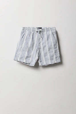 Boys Woven Textured Striped Short