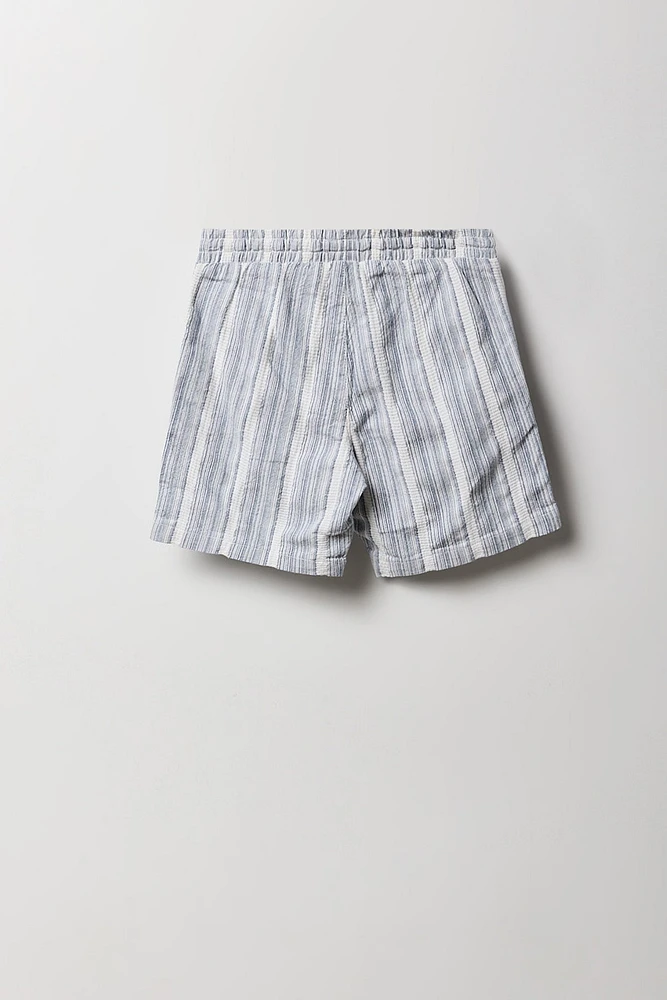 Boys Woven Textured Striped Short