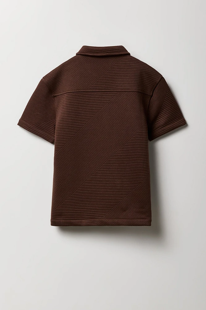 Boys Textured Button-Up Top