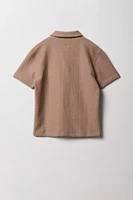 Boys Geo Textured Button-Up Boxy Top