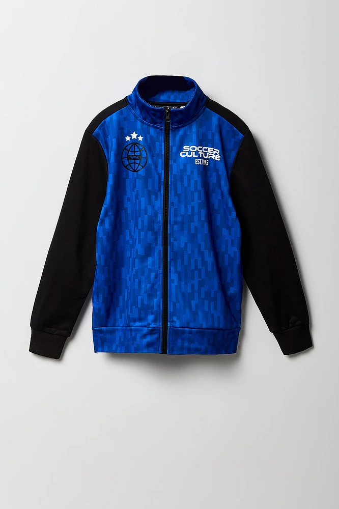 Blouson Ã  imprimÃ© Football Club avec blocs de couleurs et fermeture glissiÃ¨re pour garÃ§on