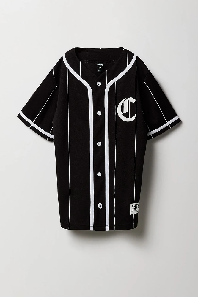 Boys Pinstriped Mesh Baseball Jersey