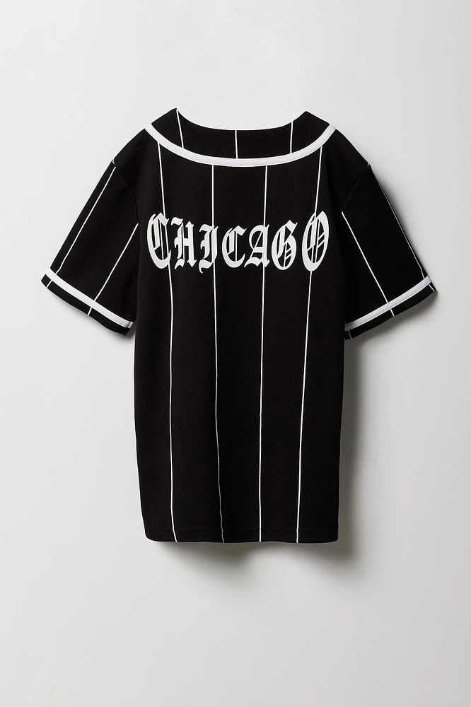 Boys Pinstriped Mesh Baseball Jersey