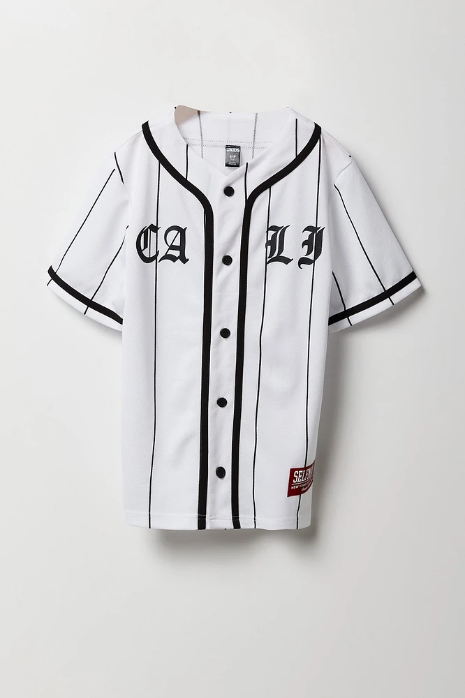 Boys Pinstriped Mesh Baseball Jersey