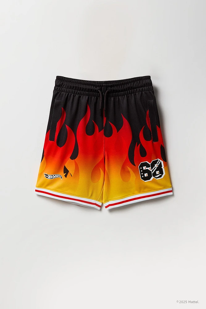 Hot Wheels™ Boys Active Fire Print Mesh Short