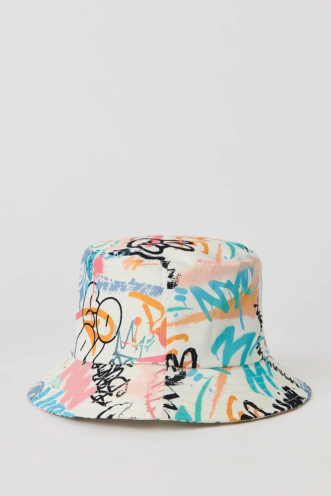 Boys Graffiti Print Bucket Hat