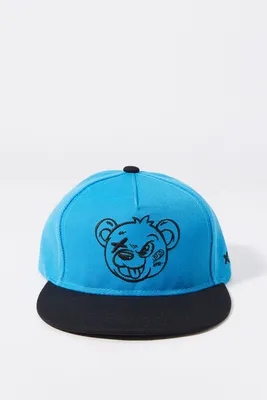Boys Bear Embroidered Snapback Hat