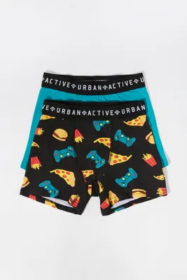 Boys Pizza and Games Print Boxer Briefs (2 Pack)