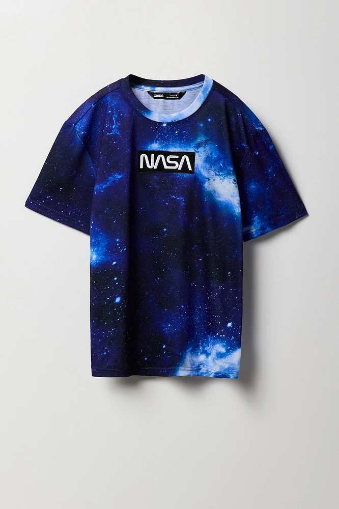 T-shirt à imprimé brodé NASA Galaxy pour garçons