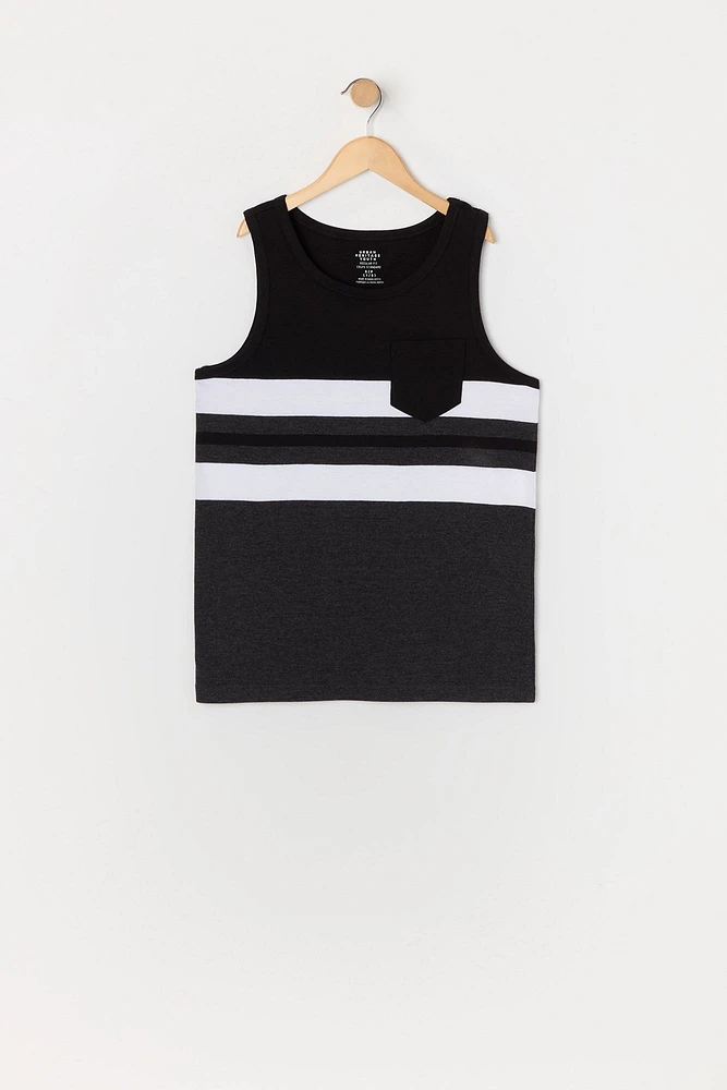 Boys Striped Colourblock Tank