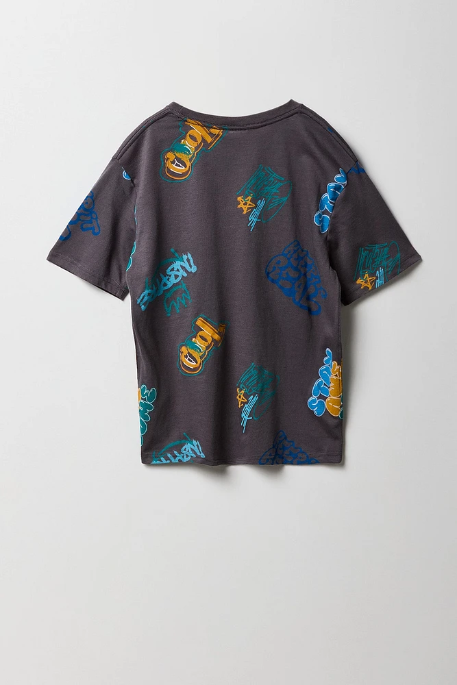 Boys Graffiti Printed Graphic T-Shirt