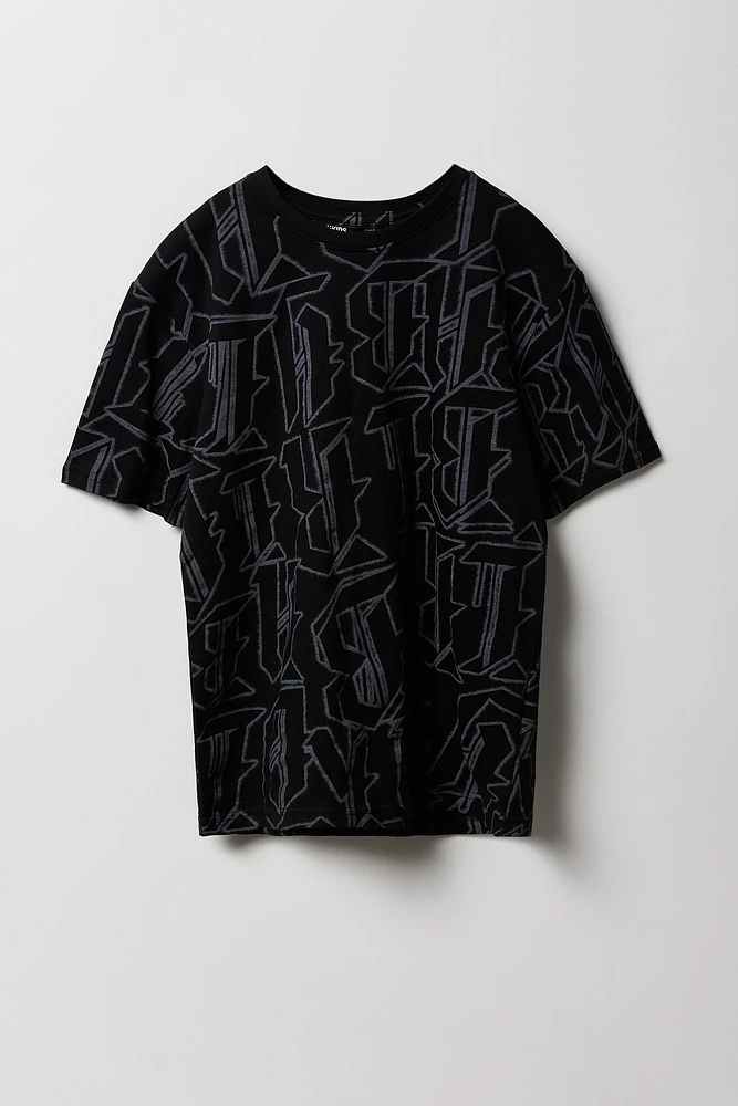 Boys Block Letter Printed T-Shirt