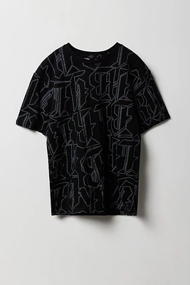 Boys Block Letter Printed T-Shirt