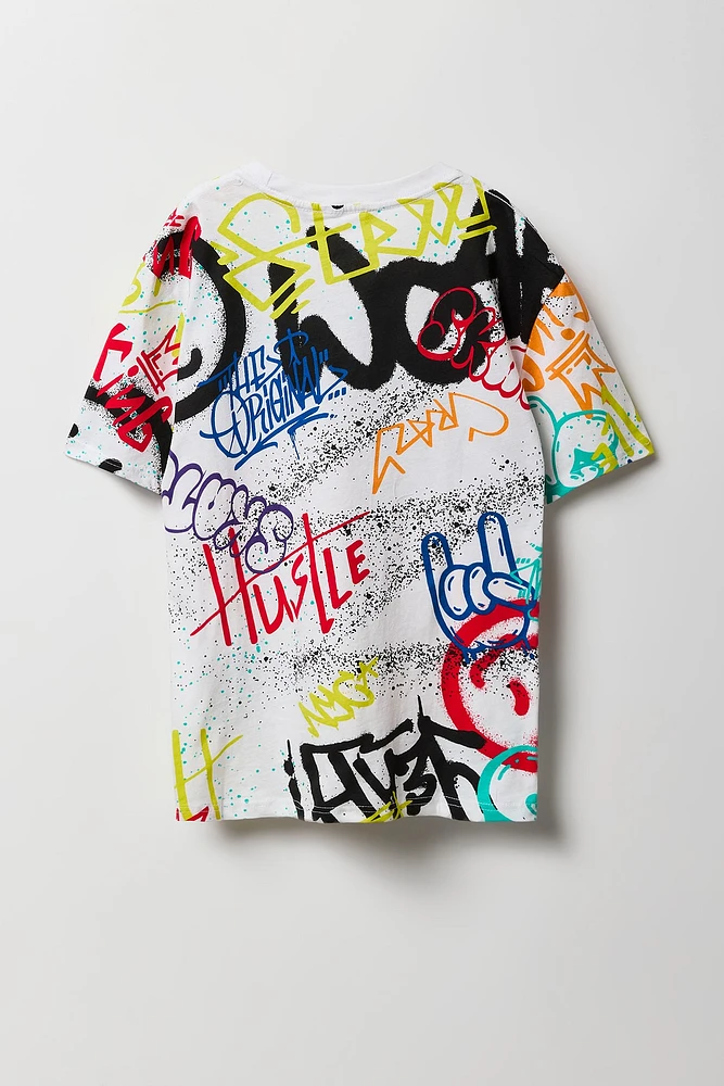 Boys Graffiti Printed T-Shirt