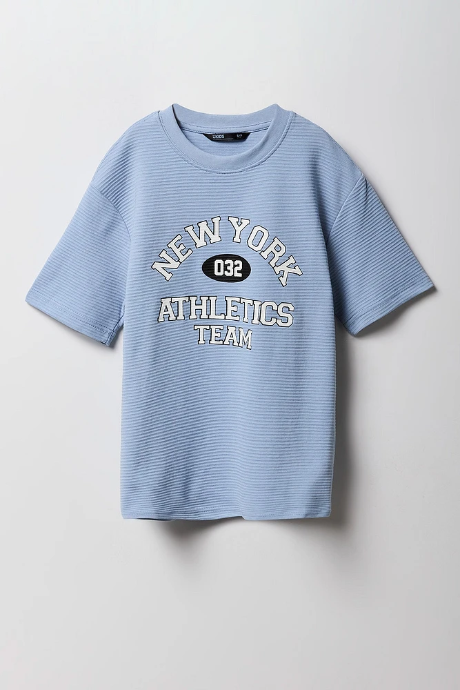 Boys Textured Knit Graphic T-Shirt