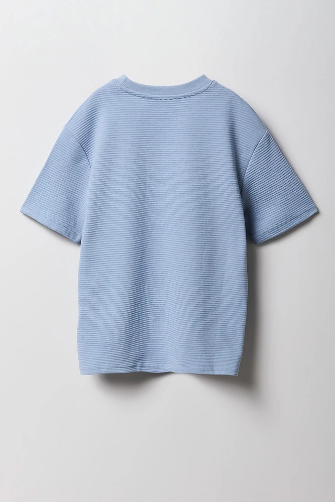 Boys Textured Knit Graphic T-Shirt