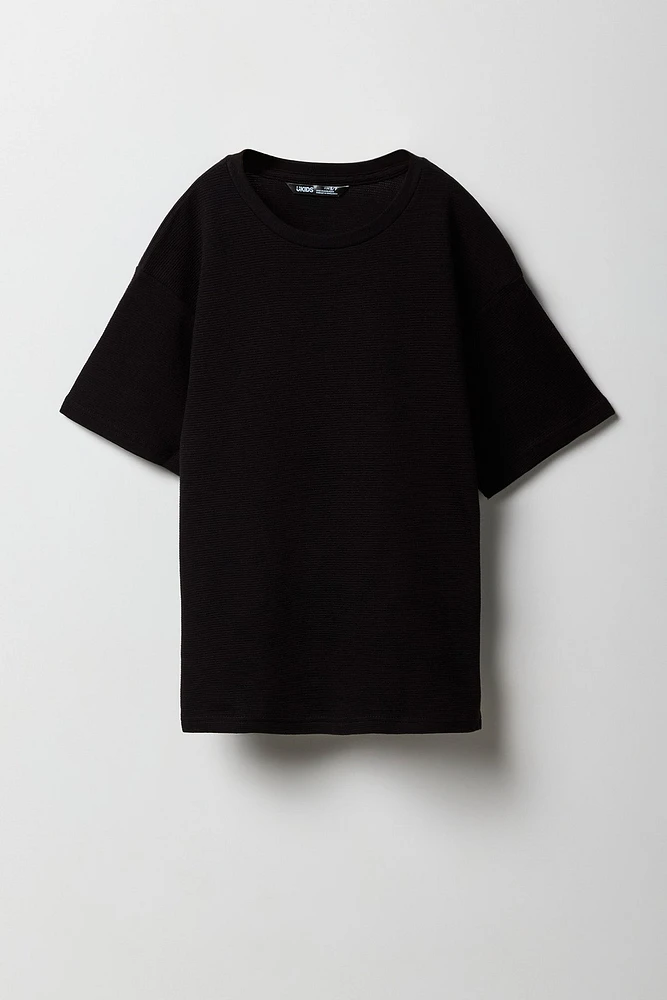 Boys Textured Crewneck T-Shirt