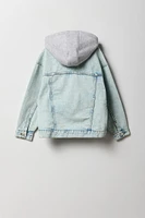 Boys Graphic Hooded Denim Jacket