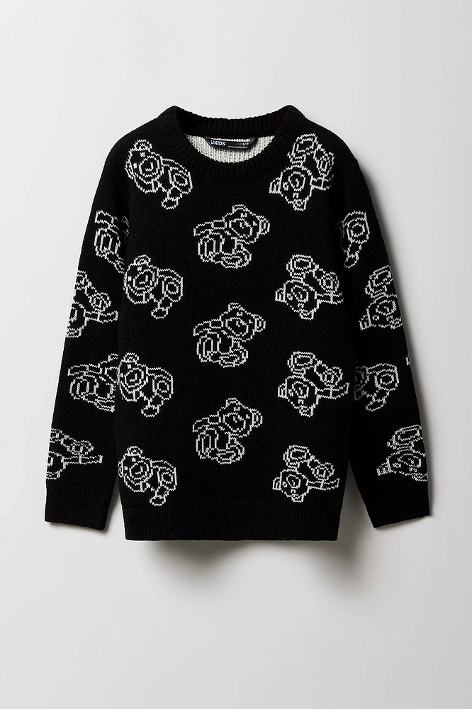 Boys Teddy Jacquard Knit Sweater