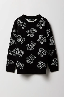 Boys Teddy Jacquard Knit Sweater