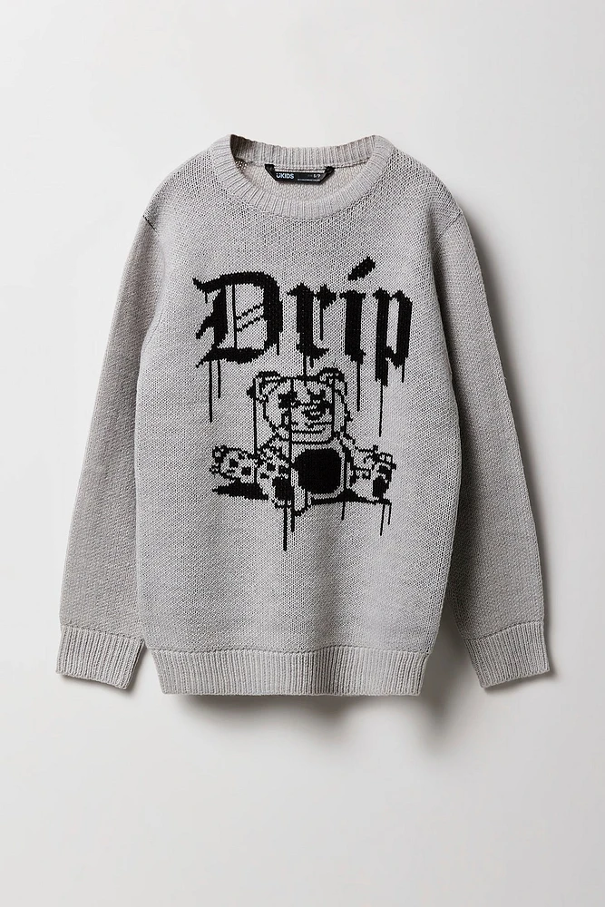Boys Teddy Jacquard Knit Sweater