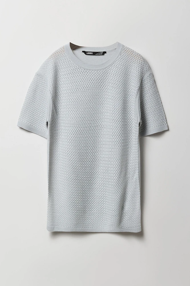 Boys Braided Open Knit T-Shirt