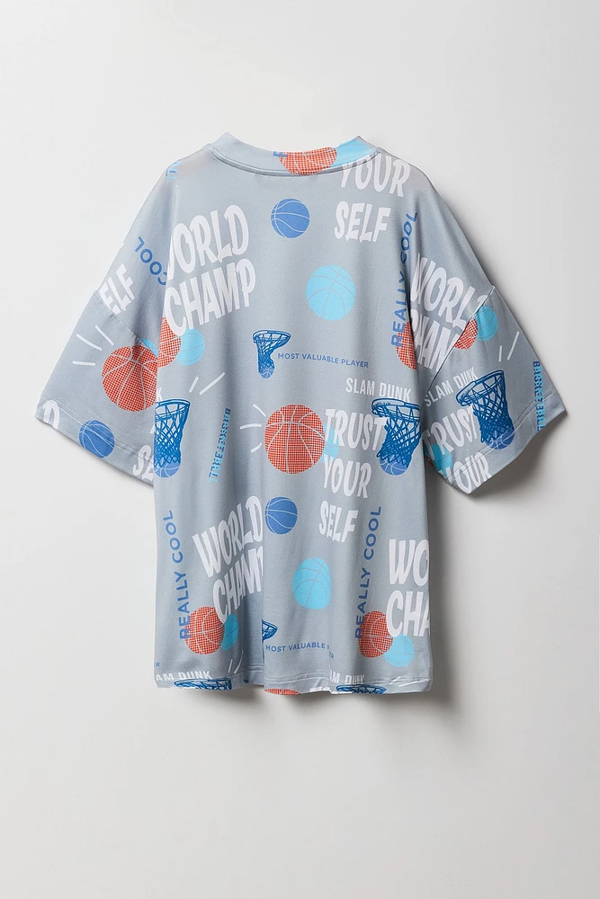 Boys Active Basketball Print T-Shirt