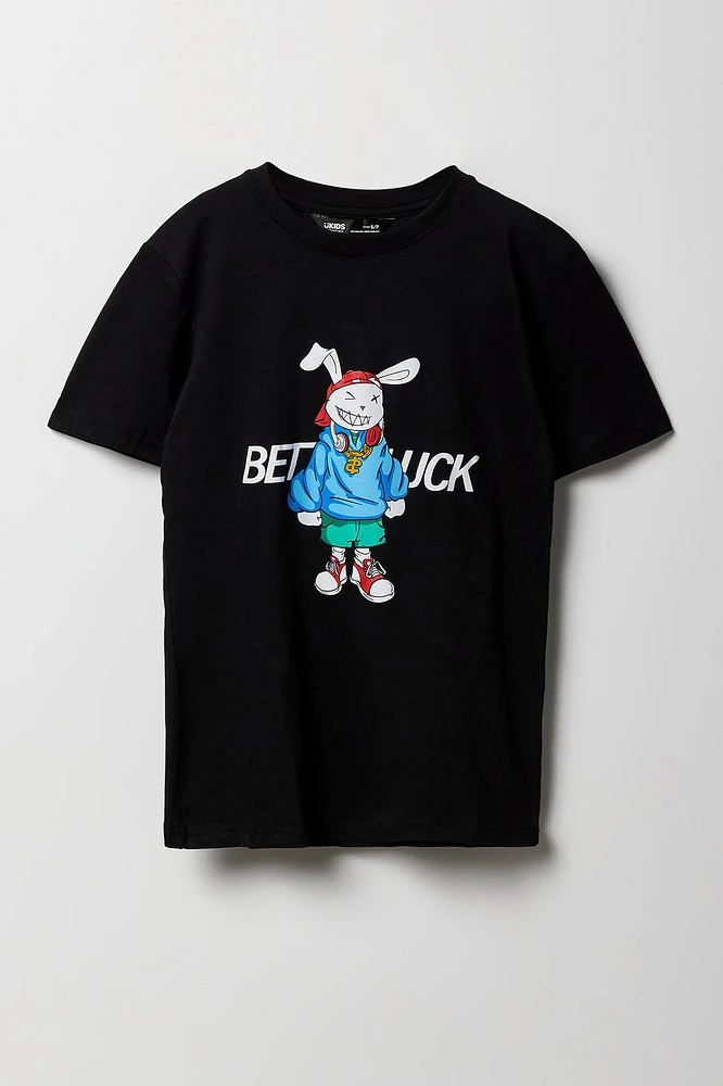 Boys Better Luck Bunny Graphic T-Shirt