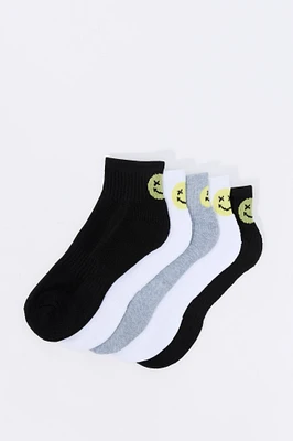 Boys Smiley Quarter Socks (5 Pack)