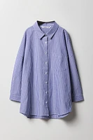 Girls Oversized Button-Up Long Sleeve Top