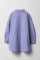 Girls Oversized Button-Up Long Sleeve Top