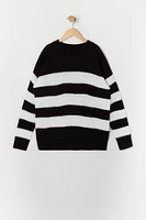 Girls Striped Ribbed Knit Sweater