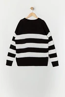 Girls Striped Ribbed Knit Sweater