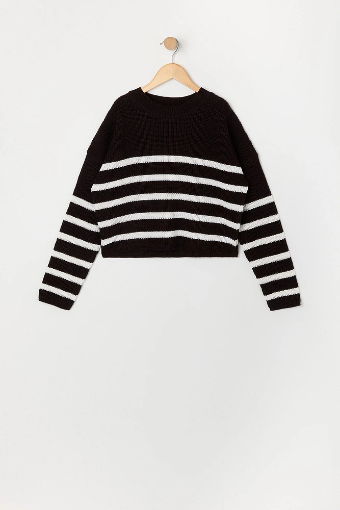 Girls Striped Knit Sweater