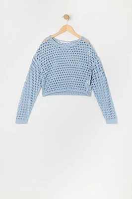 Girls Open Knit Sweater