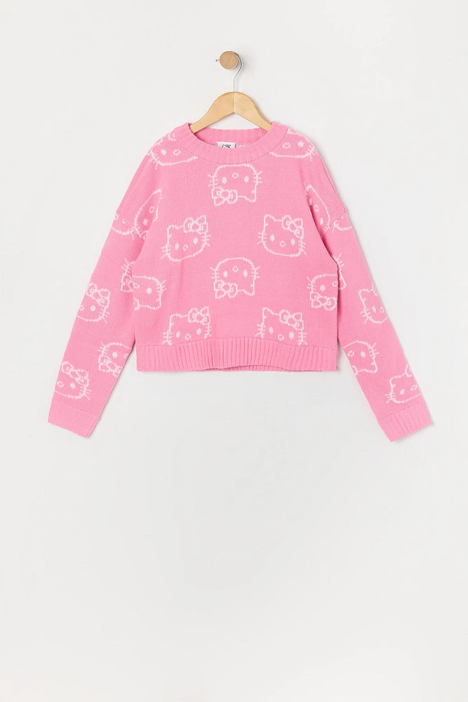 Chandail en tricot jacquard Hello Kitty pour filles