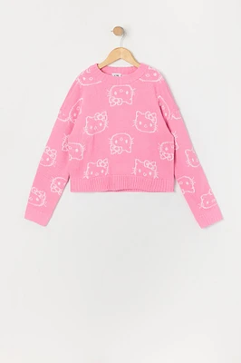 Girls Hello Kitty Jacquard Knit Sweater