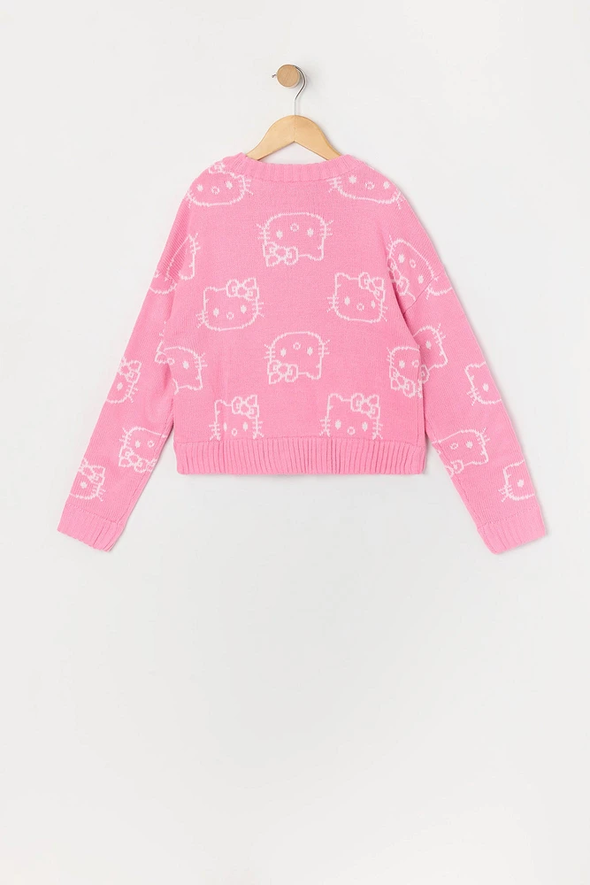 Chandail en tricot jacquard Hello Kitty pour filles