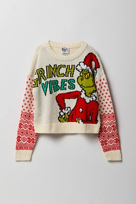 Chandail de Noël à imprimé Grinch Vibes pour fille