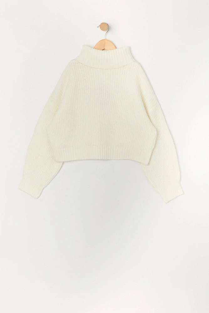 Girls Cable Knit Turtleneck Sweater