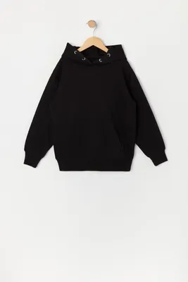 Girls Solid Fleece Pullover Hoodie