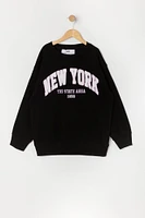 Girls Oversized Destination Chenille Embroidered Sweatshirt