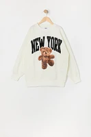 Girls Oversized Destination Chenille Embroidered Fleece Sweatshirt