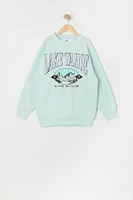 Girls Oversized Destination Chenille Embroidered Fleece Sweatshirt